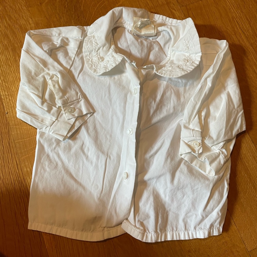 White Collared Decal Blouse